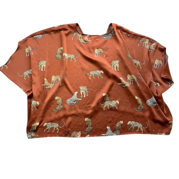 Anthropologie Animal Print Top – Leopard Pattern Burnt Orange Blouse, s/m - Picture 7 of 7